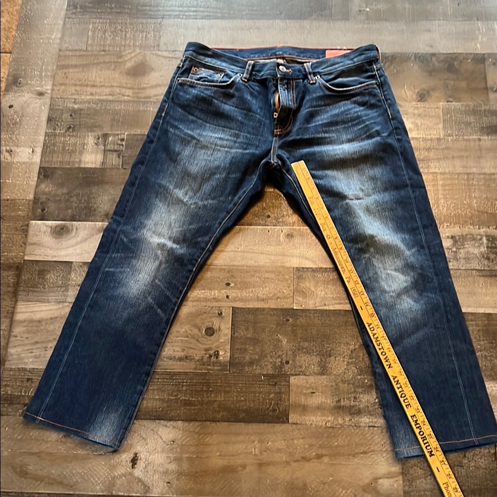 Jean shop‎ Cotton Blue Straight-Leg Jeans with Vintage Fading